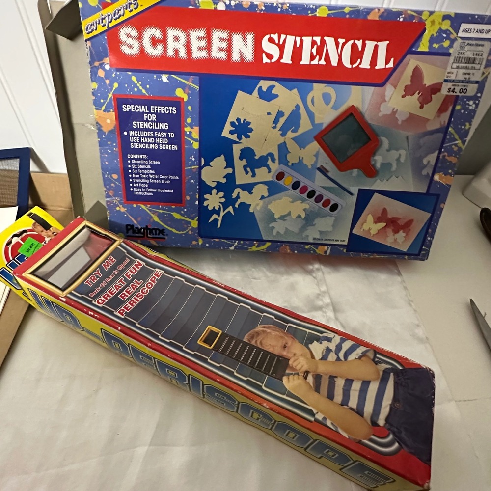 Playtime Artparts Screen Stencil & Up-Periscope Vintage Toy Set Kids Multicolor